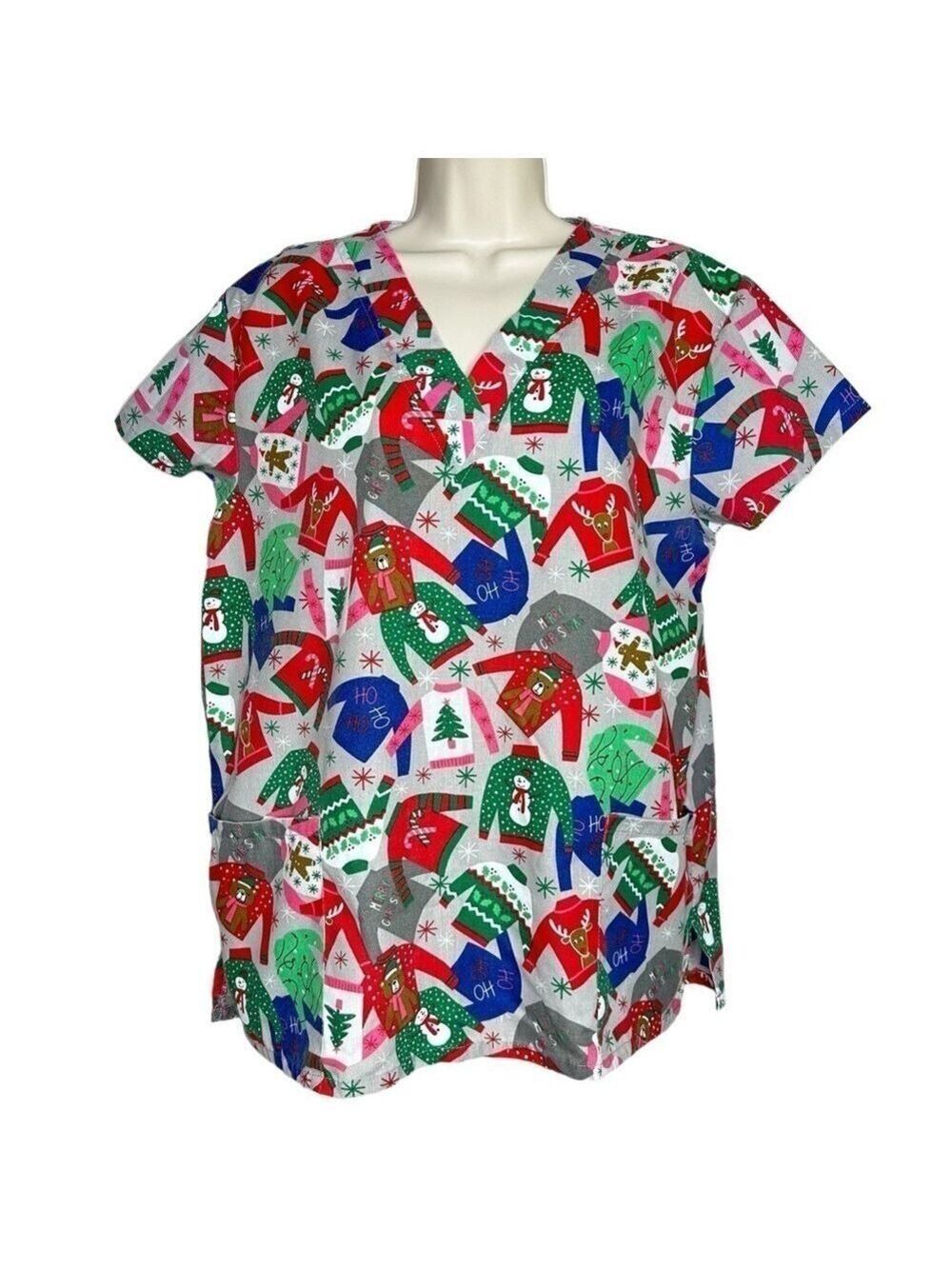 Cassandra O Christmas‎ Scrub Top Women’s Size M